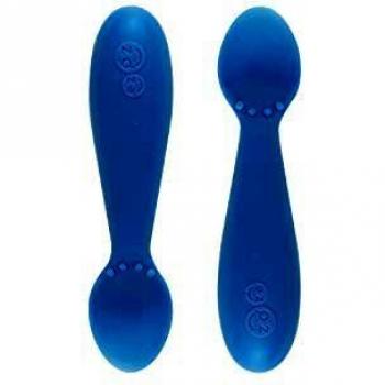 ezpz Tiny Spoons 4 meses +. Pack de 2 cucharas 100% de silicona para bebés y niños pequeños. facilita el Baby Led Weaning. Diseñado por un especialista en alimentación pediátrica. Azul