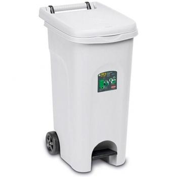 Bidón con ruedas y pedal Urban Eco System 80L Blanco Stefanplast