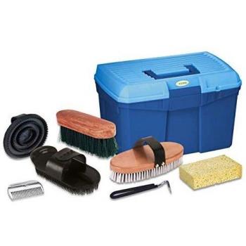 Caja de aseo para caballos Kerbl azul con 7 accesorios