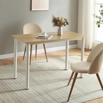 Mesa de comedor Tammela versátil para 4 personas de acero y MDF 120 x 60 x 75 cm - Efecto roble