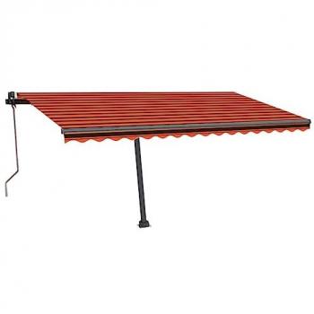 Toldo de pie automático naranja y marrón 400x350 cm, resistente al agua, protección contra rayos UV, ideal para balcón, jardín o terraza