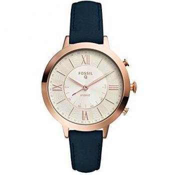 Fossil Women's Hybrid Smartwatch Jacqueline Navy Leather with App Alerts, Step Tracker and Sleep Tracker