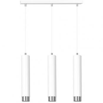 Lámpara de Suspensión Kibo, Acero con recubrimiento de polvo, Blanco y Cromo, 45x100x6 cm