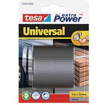 tesa Extra Power Universal , Cinta Adhesiva Americana Reforzada para Reparar, Fijar, Agrupar, Reforzar o Sellar , Gris , 5 m x 50 mm