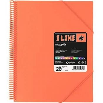 Grafoplás Maxiplás I Like - Carpetas con Fundas Espiral, 20 Fundas, Coral