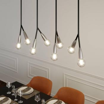 Lámpara colgante Carlea 8 luces negro-níquel, moderna, hecha de metal, para salón y comedor, con 8 llamas E27