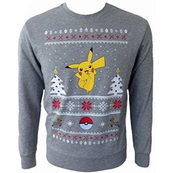 Pokemon Pikachu Christmas Sweater Jersey Gris/Melé XXL