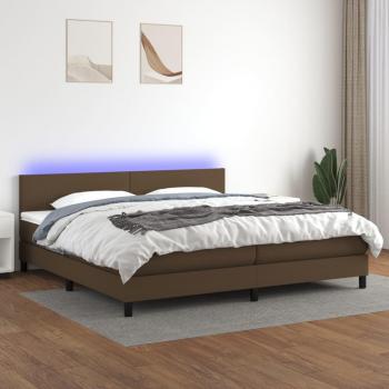 Colchón para cama de muelles y LED Marroncurado 200x200cm Tela