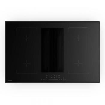 Placa de Inducción Klarstein Velaire Flex con Campana Extractora Integrada, 80 cm, Potente 8400W, Diseño Minimalista