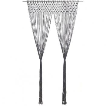 Cortina de macramé de algodón gris antracita 140x240 cm