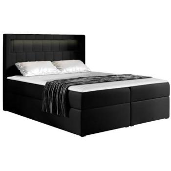 Cama Continental Baltimore 131, Doble 180x200, Cuero Ecológico, Somieres con LED