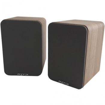 Approx APPSPK02WD Altavoces Bluetooth 2.0 Autoamplificados 30W por Canal BT5.0 RCA Óptico Coaxial USB Incluye Soporte de Pared Color Madera