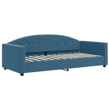 Sofá cama terciopelo azul 90x200 cm