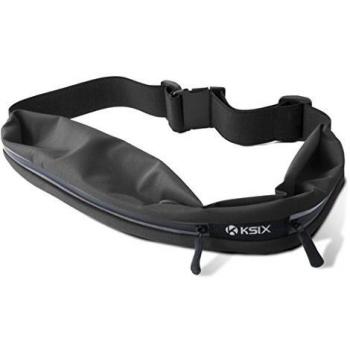 Ksix BXCIN02 - Cinturón Deportivo con 2 Bolsillos para Smartphone, Color Negro