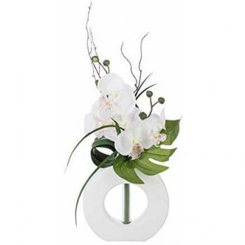 Arreglo de Orquídeas Artificiales en Jarrón de Cerámica Blanco H44 cm - Atmosphera