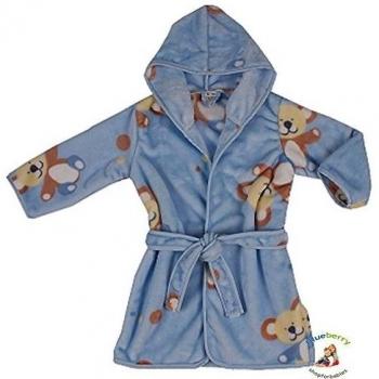 BlueberryShop Printed Luxurious Hooded Soft Warm and Fluffy Velour Bathrobe, Robe, Dressing Gowns 1-7 Yrs