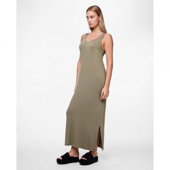 Pieces Women's Maxi Tank Dress with Round Neck, Sofia Noos BC, Deep Lichen Green