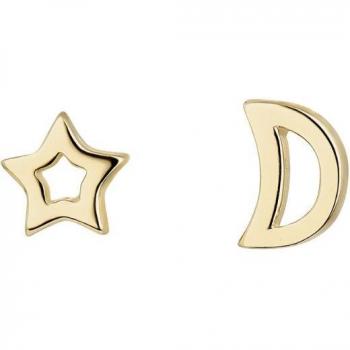 Pendientes asimétricos Earcandy Lune Et Étoile de plata bañada en oro amarillo 18k