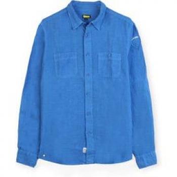 Blauer Men's Casual Long Sleeve Blue Linen Shirt
