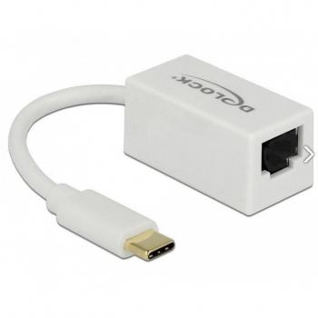 Adaptador USB 3.1 Gen 1 Tipo-C a Gigabit LAN RJ45 compacto blanco
