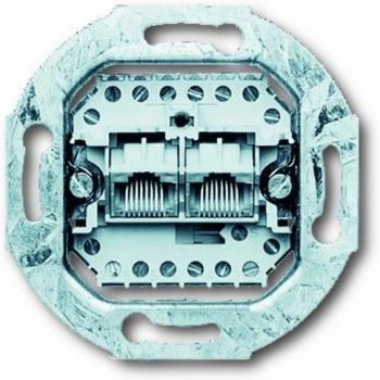 Busch-Jaeger 0215 CAT3 RJ45 Data Outlet with 2 Ports, 8/8 Poles, All-Weather Design