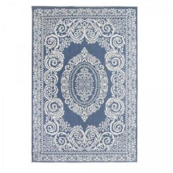 Alfombra exterior kilim reversible 160x230 azul y blanco OEKO-TEX®