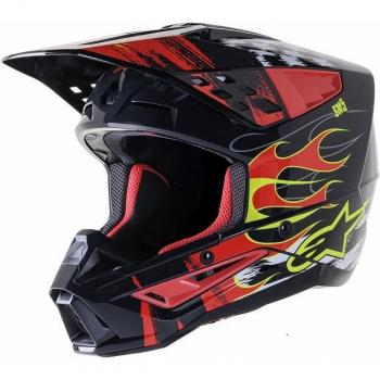 Alpinestars Casco de Cross SM5 Rash Gris Oscuro-Rojo / Alpinestars S-M5 Rash Casco de motocross - Gris Plata