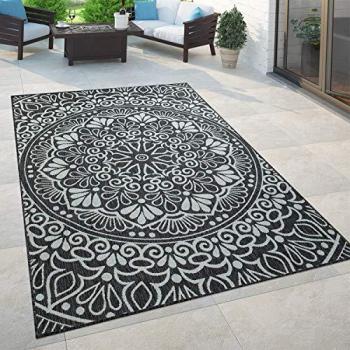 Alfombra Interior y Exterior Motivo Oriental Negra 160x220 cm - Paco Home