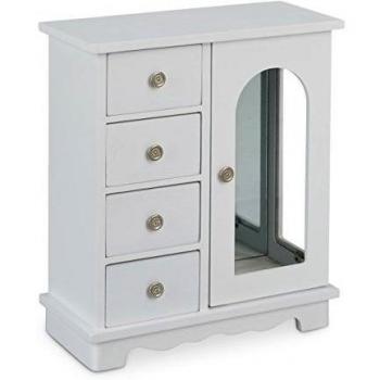 Relaxdays 10020429 _ 49 caja joyero, madera, blanco, 11 x 26 x 30 cm