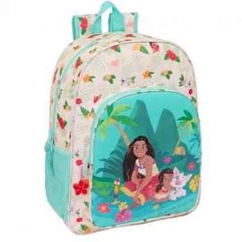 Mochila Escolar Safta Vaiana 33x42x14 cm, Adaptable a Carro, Ideal para Niños en Edad Escolar, Cómoda y Versátil, Calidad y Resistencia, Color Beige/Azul