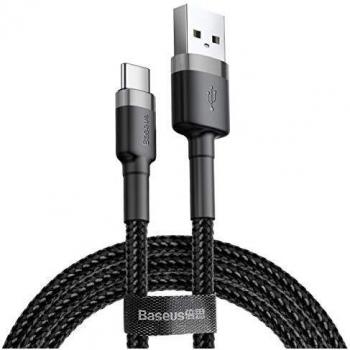 Baseus Cafule Durable Nylon Braided USB to USB-C Cable QC3.0 2A 2M Black - Grey (CATKLF-CG1)