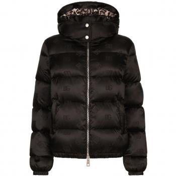 Dolce & Gabbana Women's Monogram-Jacquard Puffer Jacket in Black | Size 44 | F9P48TGDCL4N0000