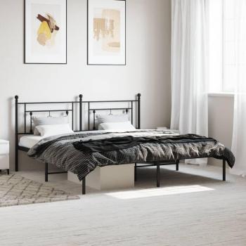 Cama Metal Negra con Cabecero 180x200 cm Super King Size