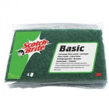 Scotch-Brite Estropajo Fibra Verde, Negro, Estandar