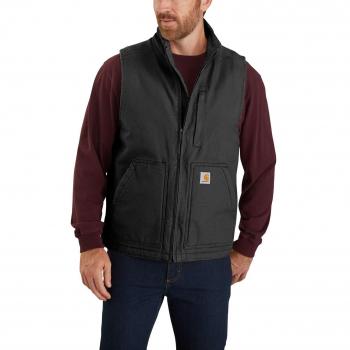 Carhartt Men's Washed Duck Soft Lined Mock Neck Vest - Black - Size: L