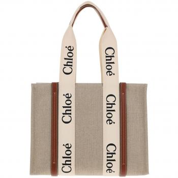 Chloé Women's Woody Medium Tote Bag in Brown | CHC22AS383I26
