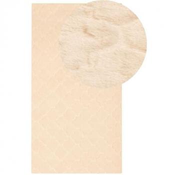 Alfombra de Piel Sintética de Conejo Beige 80 x 150 cm con Patrón de Reja y Pelo Largo Suave