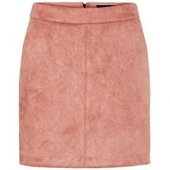 Vero Moda Women's Regular Fit Faux Suede Mini Skirt, Pink (Old Rose)
