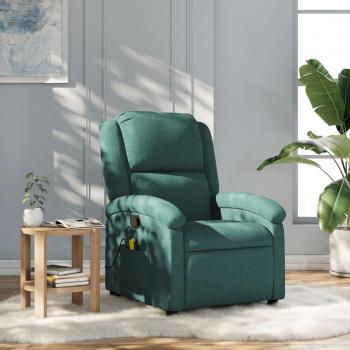 Sillón de masaje reclinable de tela verde oscuro Vidaxl Verde
