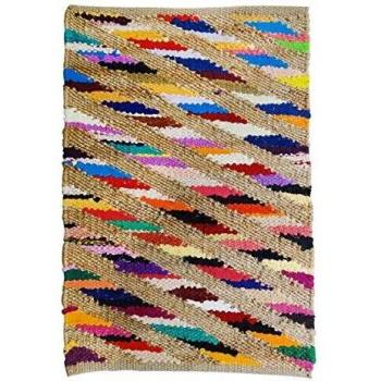Alfombra Kilim Hecha a Mano Arcoíris de Yute y Hilo Reciclado Multicolor 200x290 cm