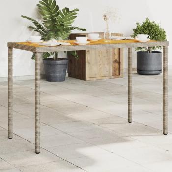 Mesa de jardín Polyrattan superficie de madera Acacia gris 115x54x74 cm