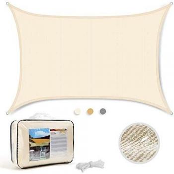 Levesolls Toldo Vela de Sombra Rectangular 3 x 2 m Protección Rayos UV Impermeable Resistente para Patio, Exteriores, Jardín, Color de Crema