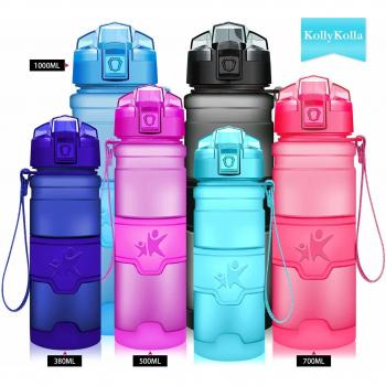 KollyKolla Botella de Agua Deportes, Botellas Sin BPA Tritan Plástico Reutilizables Ecológica con Filtro, Water Bottle para Niños, Gimnasio, Oficina, Senderismo, Viajes,