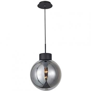 Lámpara colgante Astro de 30 cm en negro y vidrio ahumado E27, regulable en altura, 1x A60, 60W (sin bombilla incluida)
