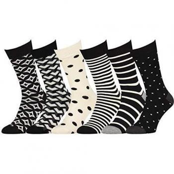 EASTON MARLOWE Calcetines Hombre 6 Pares Algodon Divertidos Estampados Negro #48 43-46
