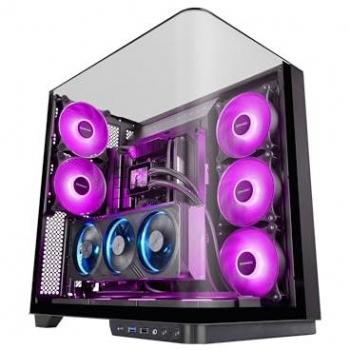 Caja Gaming ATX Mars Gaming Mc-Infinio, Cristal Templado Curvado, 2 Ventiladores ARGB 120mm, USB-C, Montaje Vertical de GPU, Soporte Refrigeración Líquida hasta 360