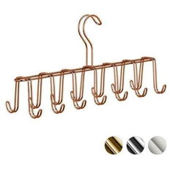 Perchero de Metal para Corbatas y Cinturones, Organizador de Armario Moderno, 14 Ganchos, Ahorra Espacio, Color Cobre