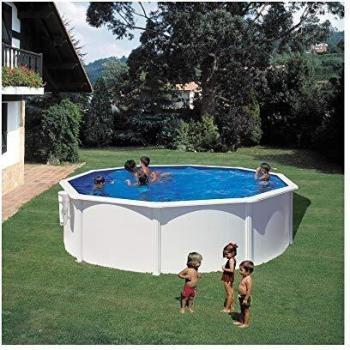 Gre KITPR453 Bora Bora - Piscina Elevada Redonda, Aspecto Acero Blanco, 460 x 120 cm