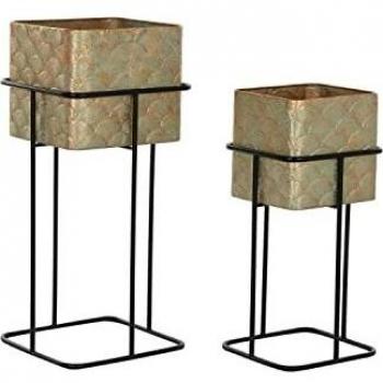 Set de Maceteros de Metal DKD Home Decor - 34 x 34 x 76 cm (2 Unidades)