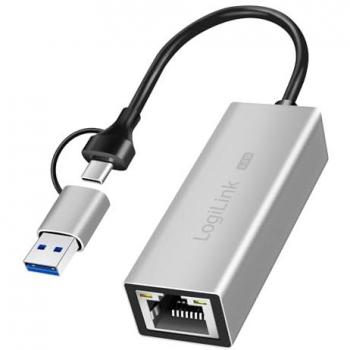 Adaptador de red LogiLink UA0422 USB-A/C 2,5 Gigabit Ethernet con 1 puerto RJ45